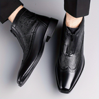 Devin - Men's Brogue Zip Ankle Boots