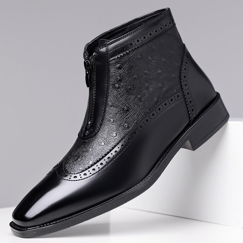 Devin - Men's Brogue Zip Ankle Boots