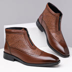 Devin - Men's Brogue Zip Ankle Boots