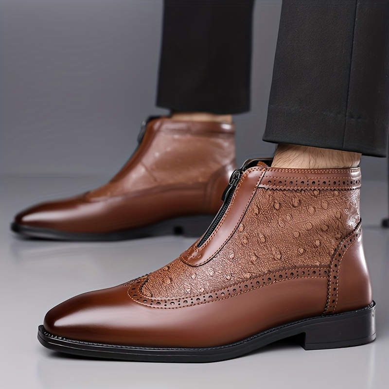 Devin - Men's Brogue Zip Ankle Boots