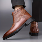 Devin - Men's Brogue Zip Ankle Boots