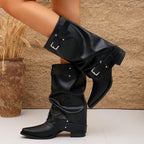 Devyn - Women's Double Buckle Mid-Calf Boots 6