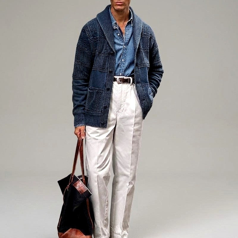 Dexter - Men's Chunky-Knit Shawl-Collar Casual Cardigan 1