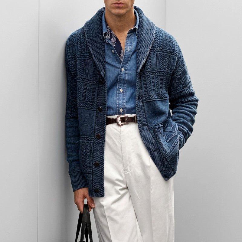 Dexter - Men's Chunky-Knit Shawl-Collar Casual Cardigan 2