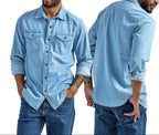 Dexter - Men's Denim Button-Up Shirt with Chest Pockets 1