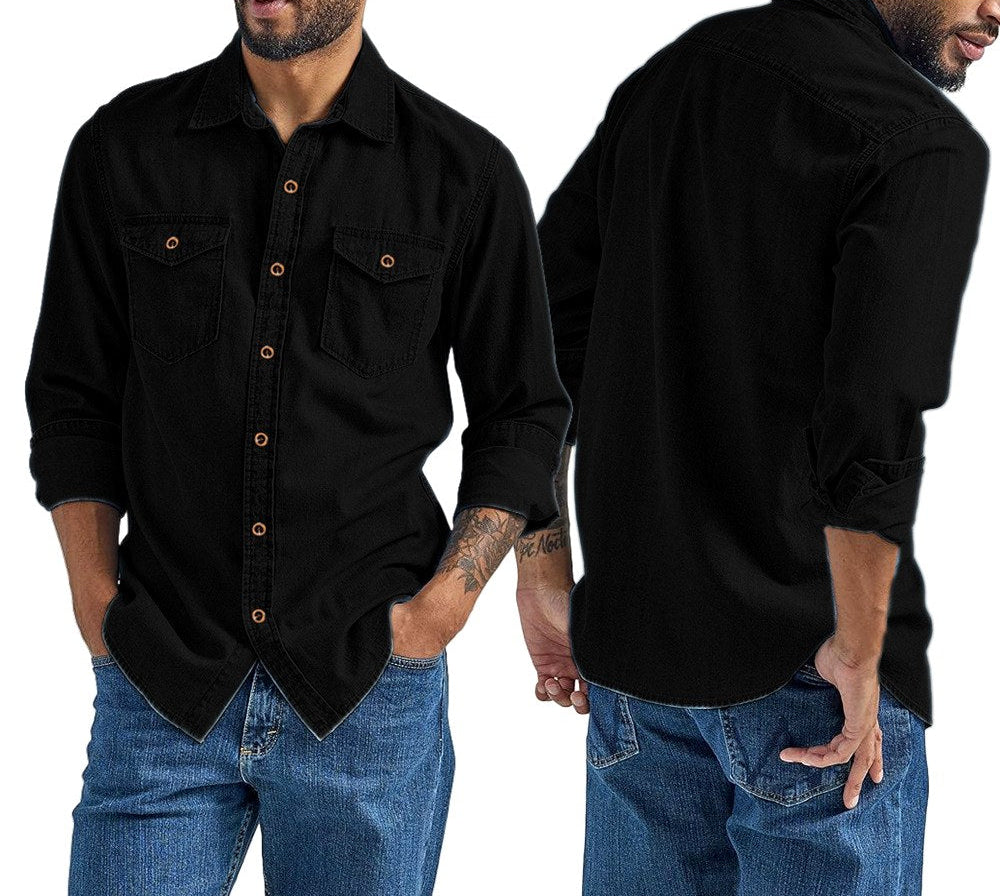 Dexter - Men's Denim Button-Up Shirt with Chest Pockets 4