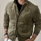 Douglas - Men's Faux Suede Stand Collar Bomber Jacket 3