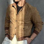 Douglas - Men's Faux Suede Stand Collar Bomber Jacket 5