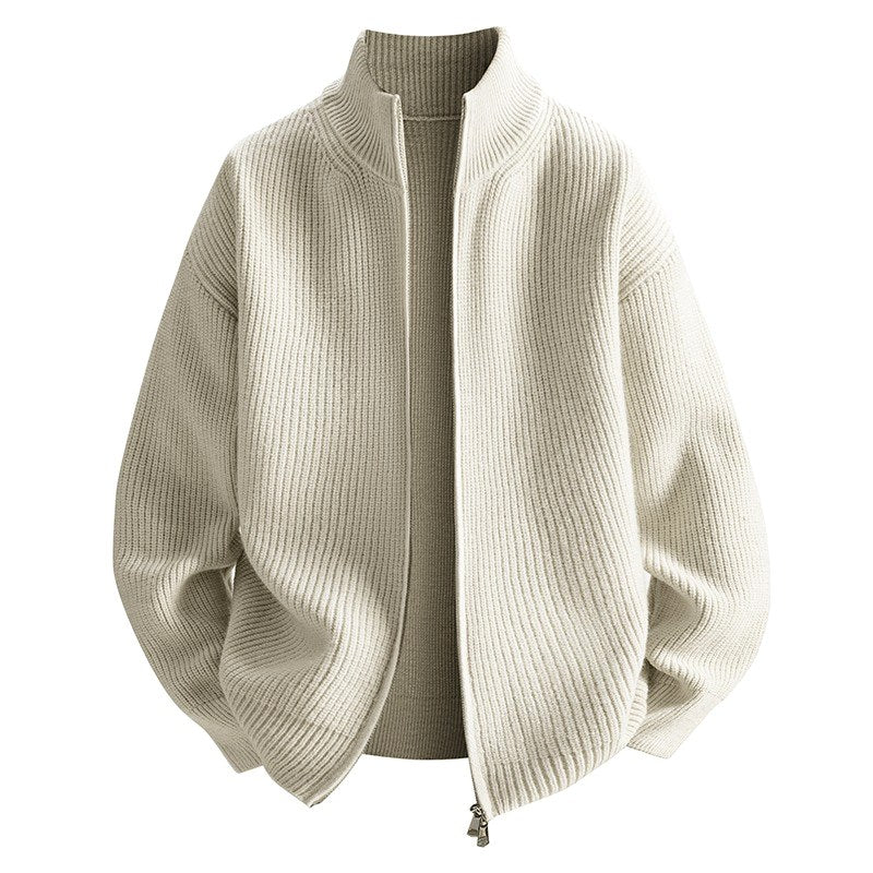 Dylan - Men's Ribbed Stand Collar Zip-Up Jacket 4