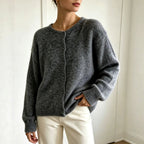 Edda - Women's Crew Neck Button-Front Knit Cardigan 3