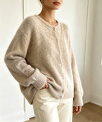 Edda - Women's Crew Neck Button-Front Knit Cardigan 4