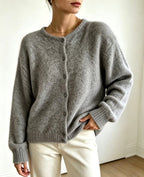 Edda - Women's Crew Neck Button-Front Knit Cardigan 5