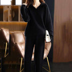 Eden - Women's Cashmere Polo Collar Matching Set 11