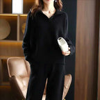Eden - Women's Cashmere Polo Collar Matching Set 4