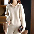 Eden - Women's Cashmere Polo Collar Matching Set 5