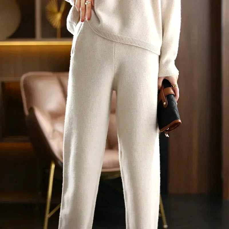 Eden - Women's Cashmere Polo Collar Matching Set 6