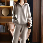 Eden - Women's Cashmere Polo Collar Matching Set 8