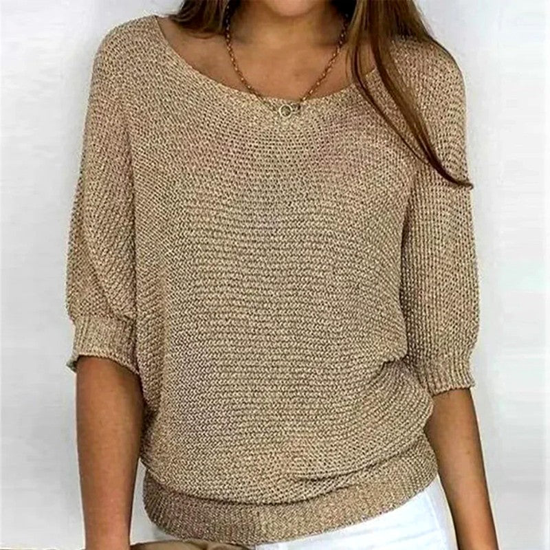 Elektra - Women's Scoop Neck Relaxed Sweater