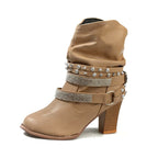 Elia - Women’s Embellished Block Heel Ankle Boots 6