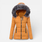 Eliana - Women's Quilted Puffer Jacket with Faux Fur Hood