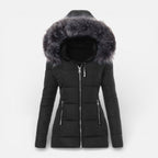 Eliana - Women's Quilted Puffer Jacket with Faux Fur Hood