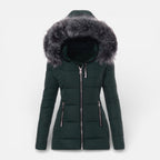 Eliana - Women's Quilted Puffer Jacket with Faux Fur Hood