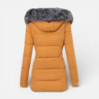 Eliana - Women's Quilted Puffer Jacket with Faux Fur Hood