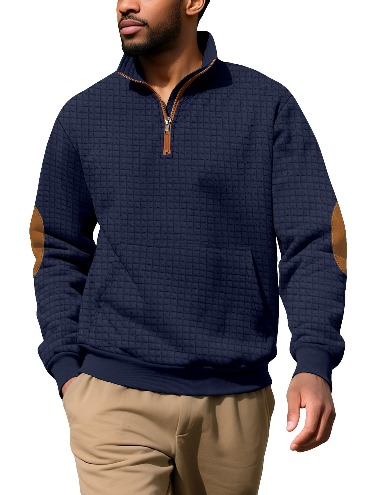 Elias - Men's Quilted Half Zip  Sweater 3