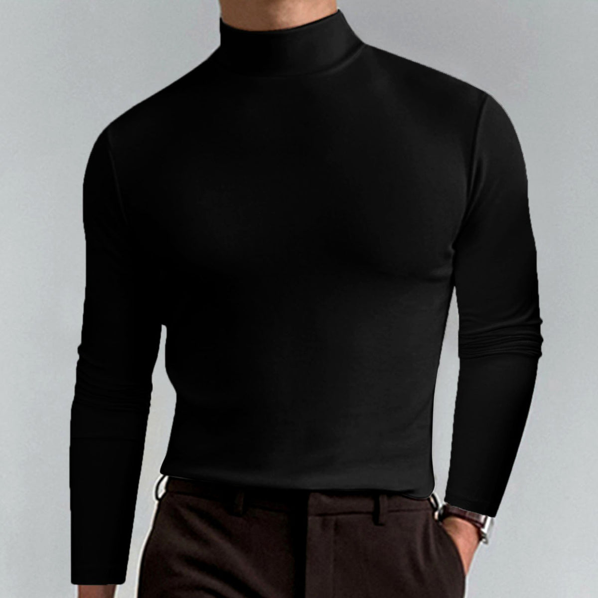 Elias - Men's Slim Fit Mock Neck Long Sleeve Shirt 3
