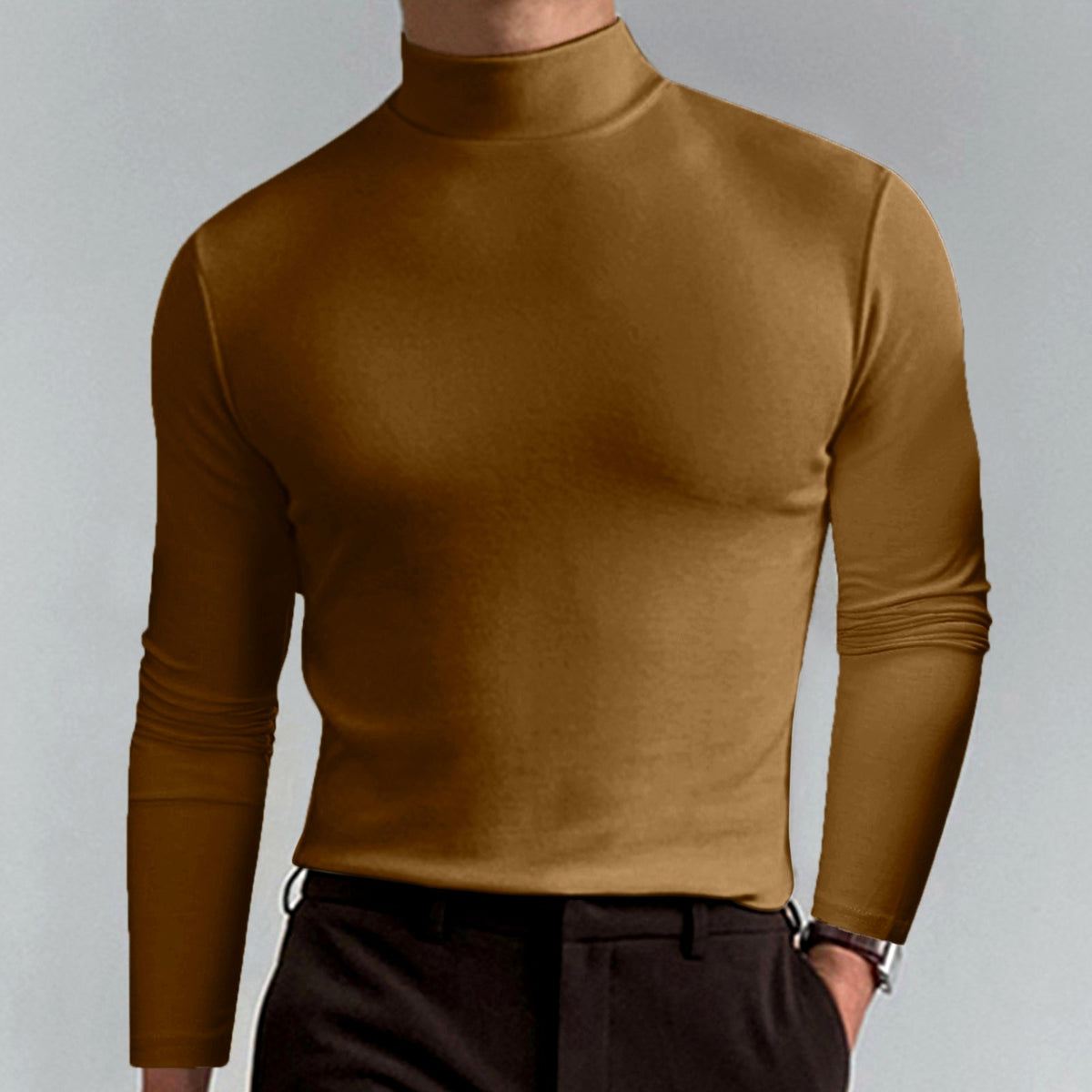 Elias - Men's Slim Fit Mock Neck Long Sleeve Shirt 5