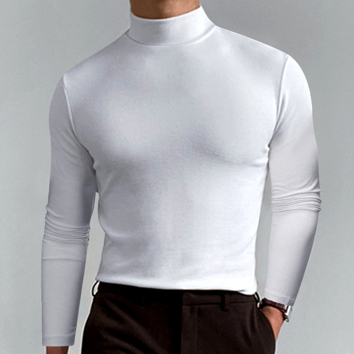 Elias - Men's Slim Fit Mock Neck Long Sleeve Shirt 6