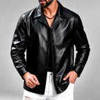 Elimelech - Men's Faux Leather Notched Collar Jacket 1