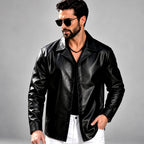 Elimelech - Men's Faux Leather Notched Collar Jacket 3
