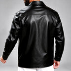 Elimelech - Men's Faux Leather Notched Collar Jacket 5