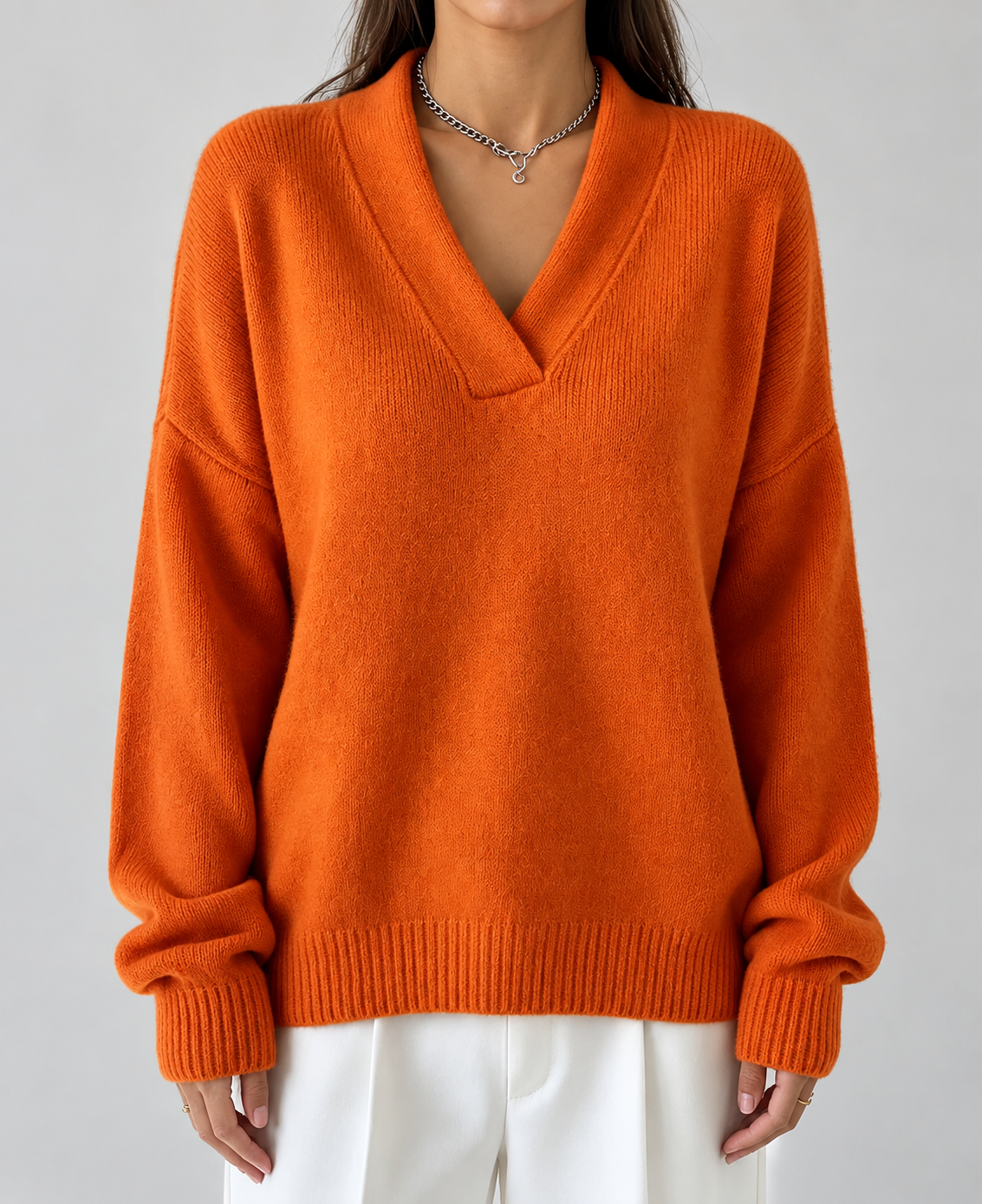 Elisha - Women's Shawl Collar V-Neck Sweater 3