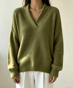 Elisha - Women's Shawl Collar V-Neck Sweater 4