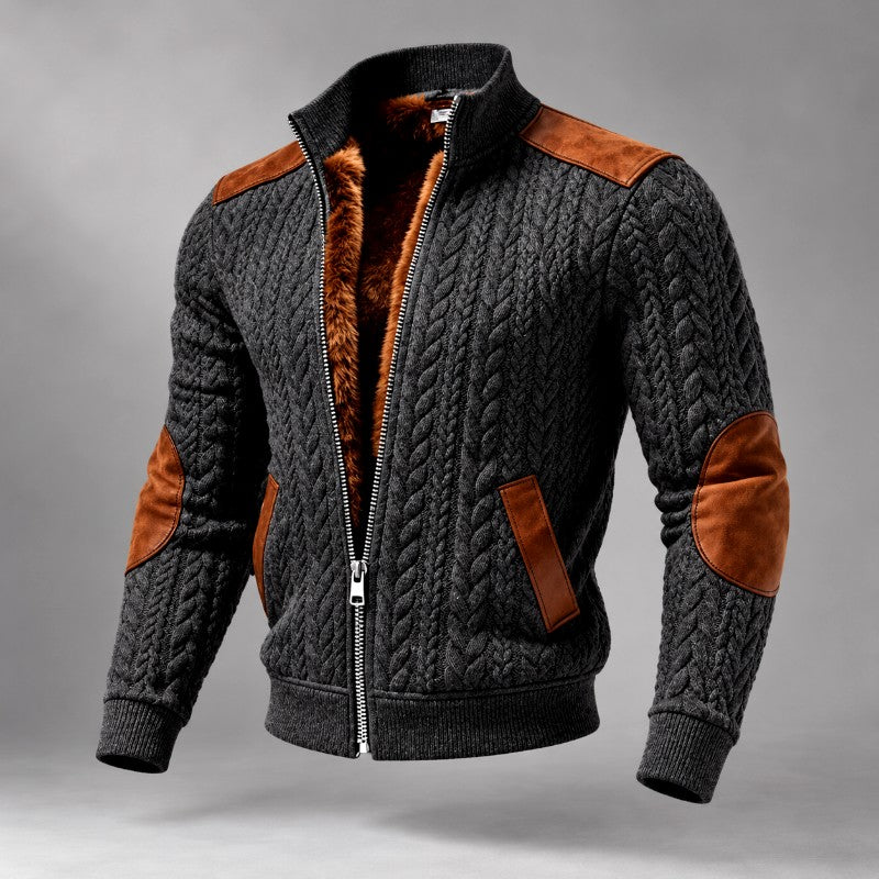 Elliott - Men's Faux Fur Lined Cable Knit Winter Jacket 2