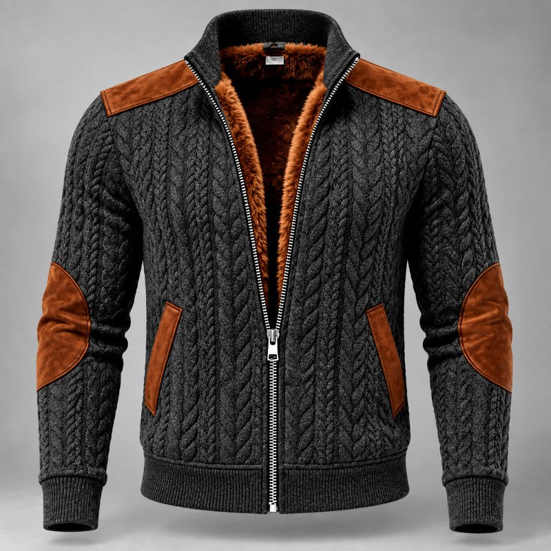 Elliott - Men's Faux Fur Lined Cable Knit Winter Jacket 4
