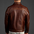 Elton - Men's Vintage-Style Leather Jacket with Chest Pockets 6