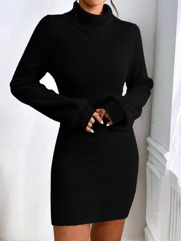 Emely - Women's Turtleneck Long Sleeve Sweater Dress 3