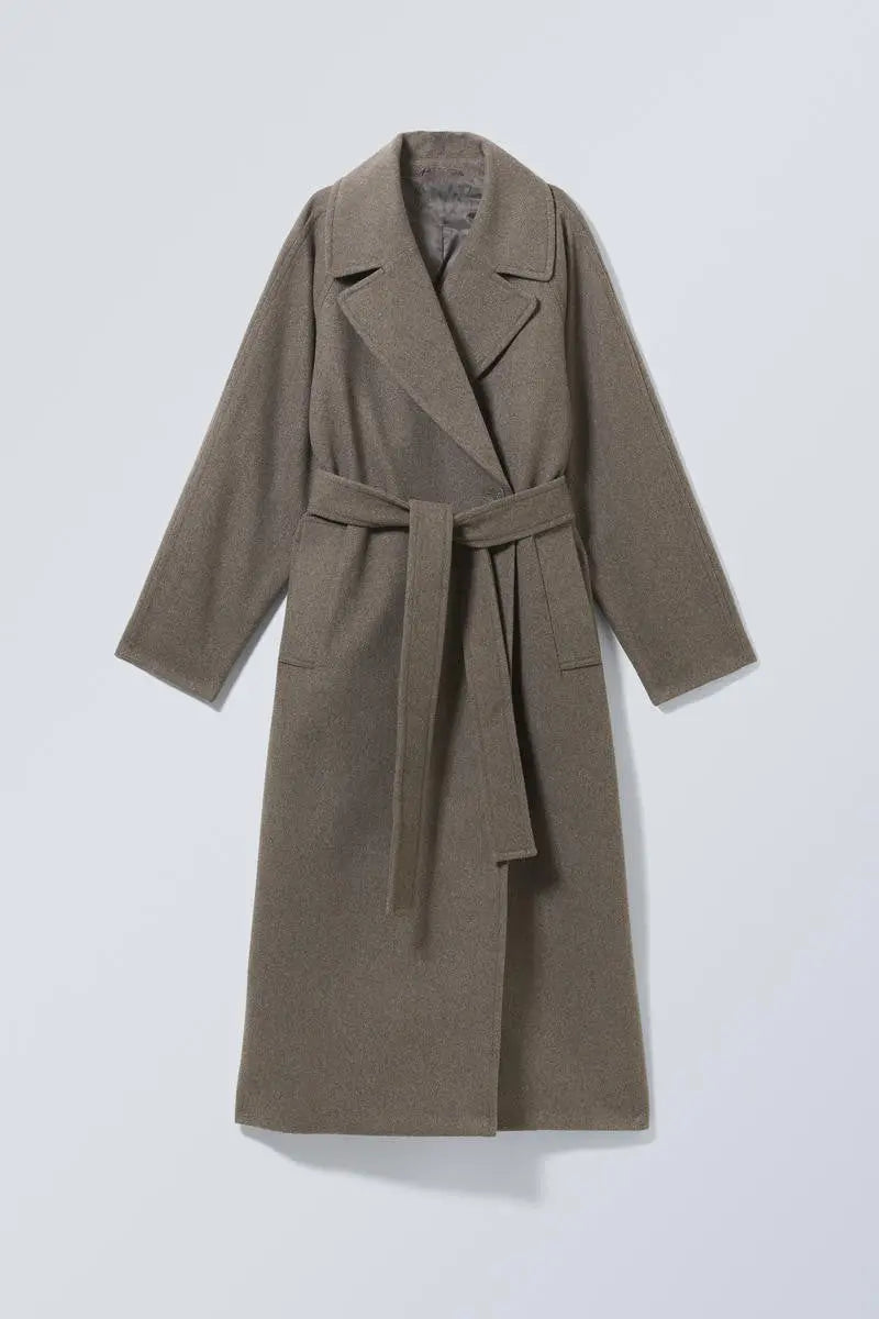 Emilia - Women's Double-Breasted Wool Coat with Notch Lapel