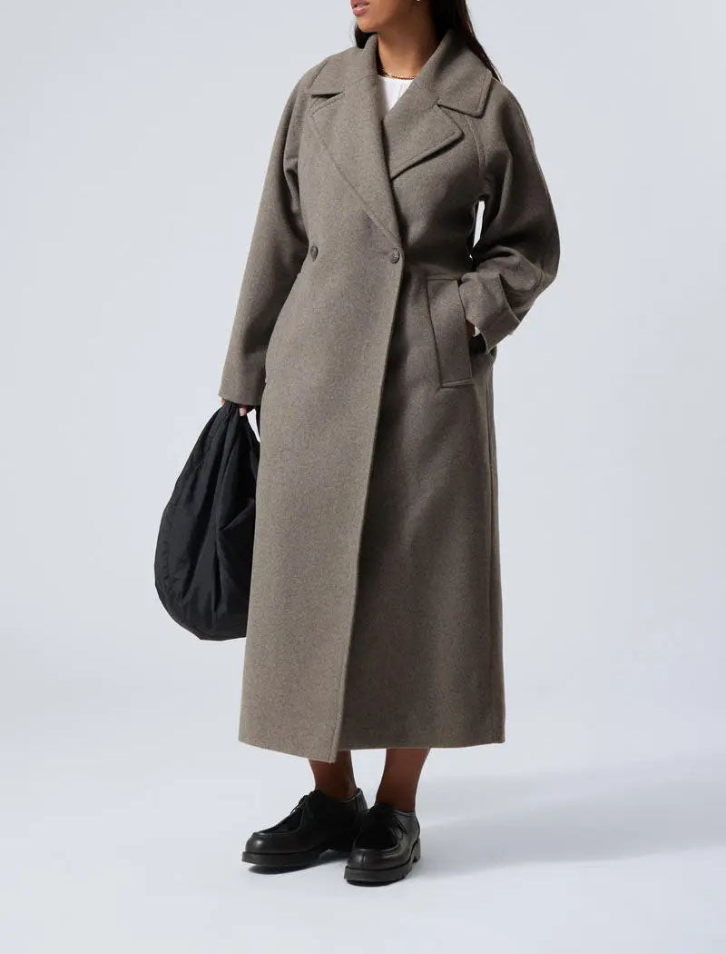 Emilia - Women's Double-Breasted Wool Coat with Notch Lapel