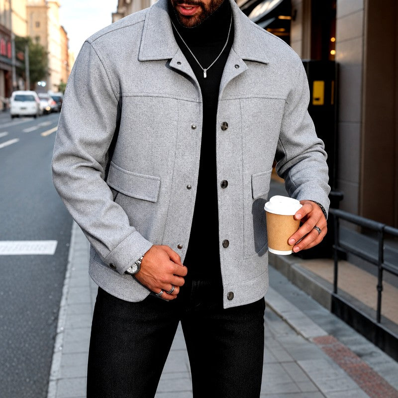 Emillio - Men's Textured Button-Front Jacket with Pockets 1