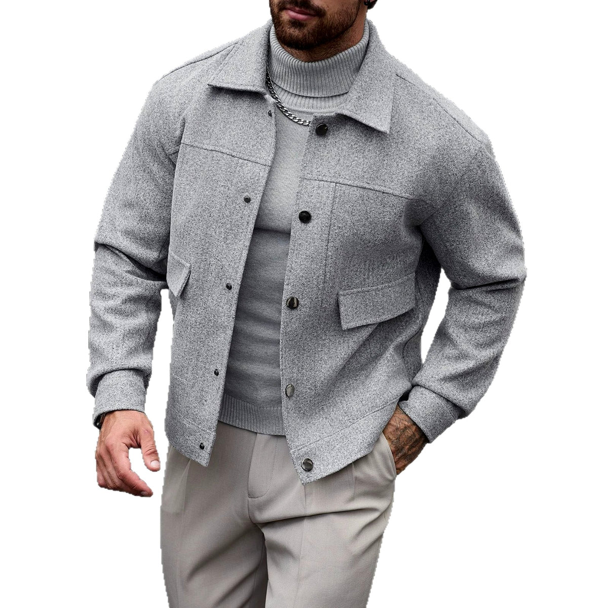 Emillio - Men's Textured Button-Front Jacket with Pockets 5