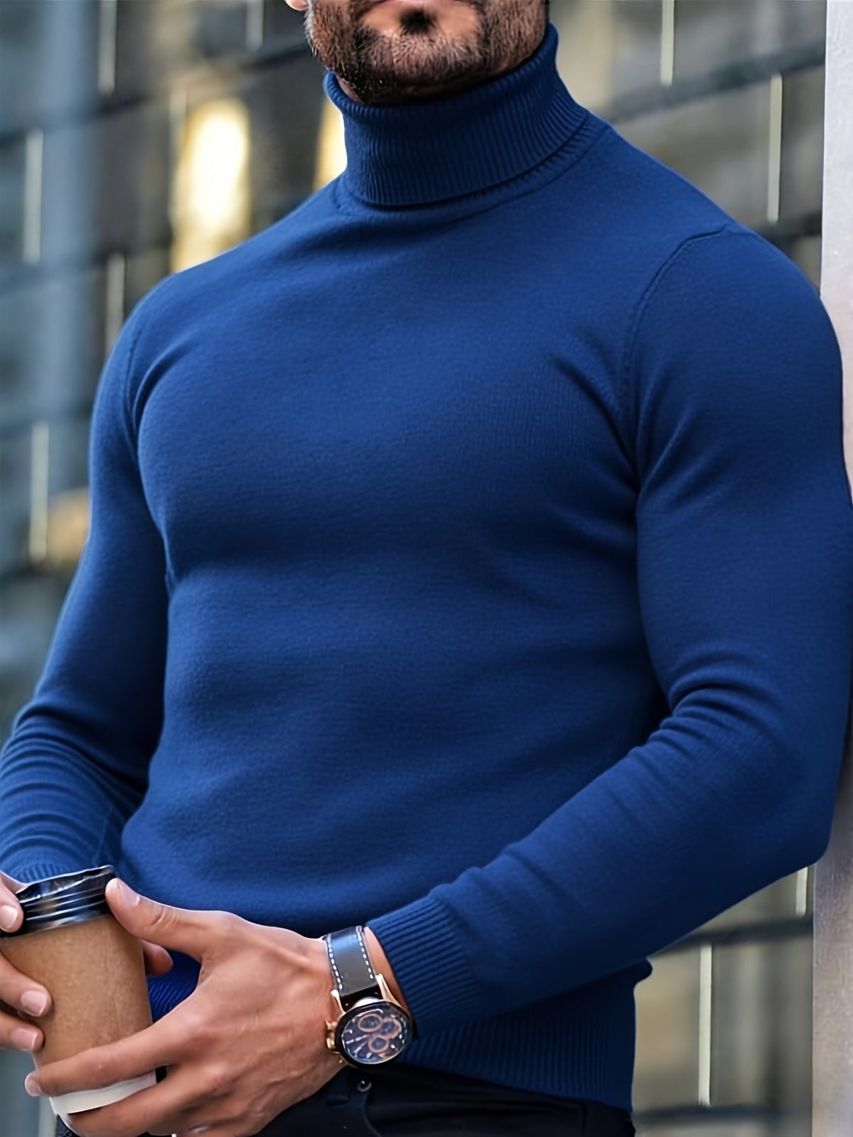 Emmanuel - Men's Turtleneck Ribbed Knit Sweater