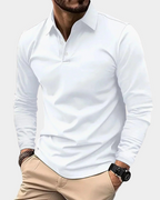 Enzo - Men's Long-Sleeve Polo Shirt with Notch Collar