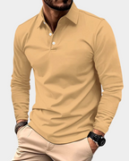 Enzo - Men's Long-Sleeve Polo Shirt with Notch Collar