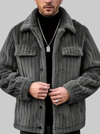 Eric - Men's Channel-Quilted Jacket with Faux-Fur Collar