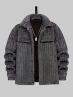 Eric - Men's Channel-Quilted Jacket with Faux-Fur Collar