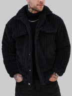 Eric - Men's Channel-Quilted Jacket with Faux-Fur Collar